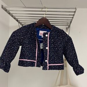 Janie and jack NWT Stylish Kids Tweed Jacket - Navy and Pink